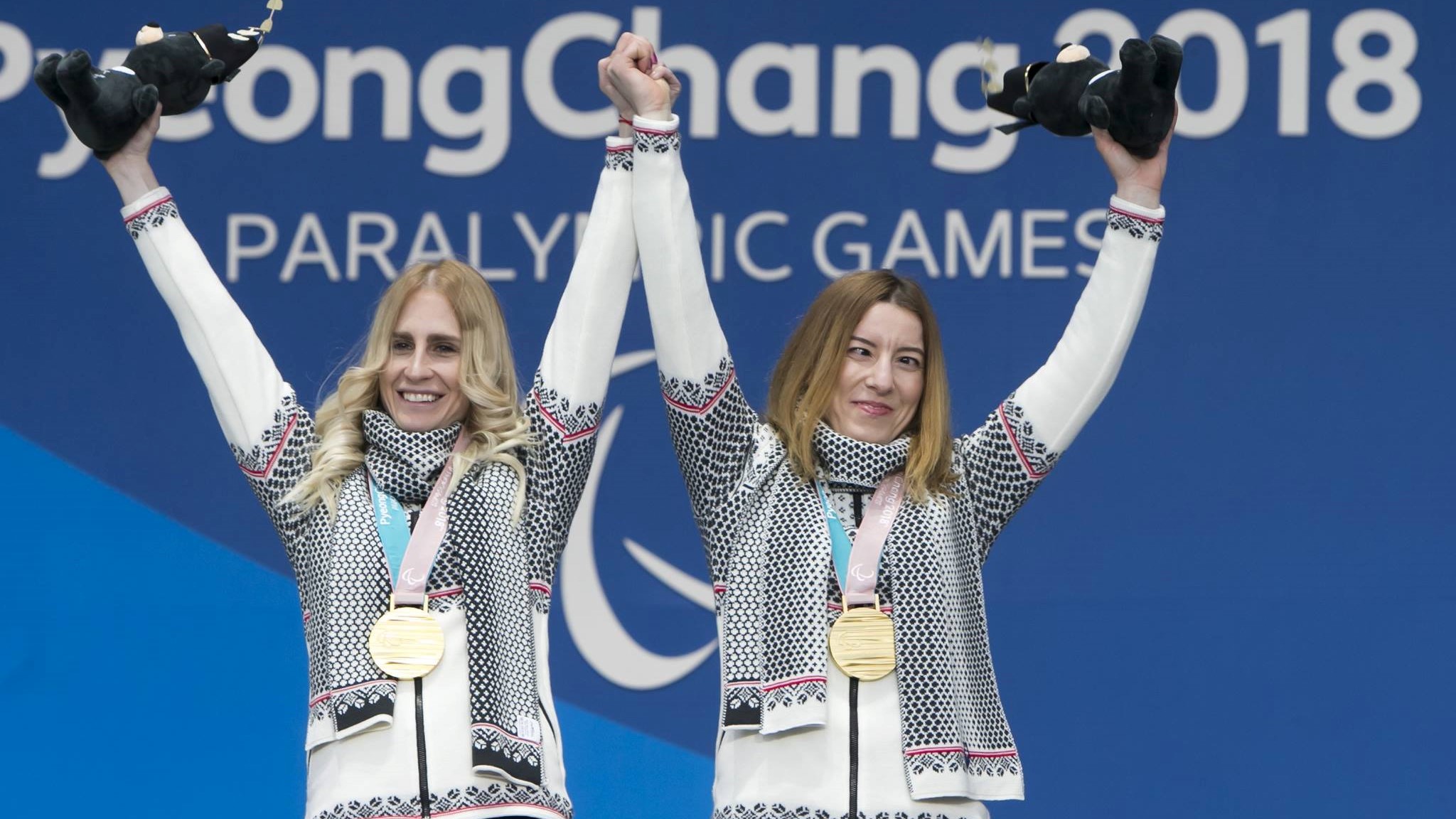 Henrieta Farkasova and her guide at the Paralympic Games 2018 in South Korea